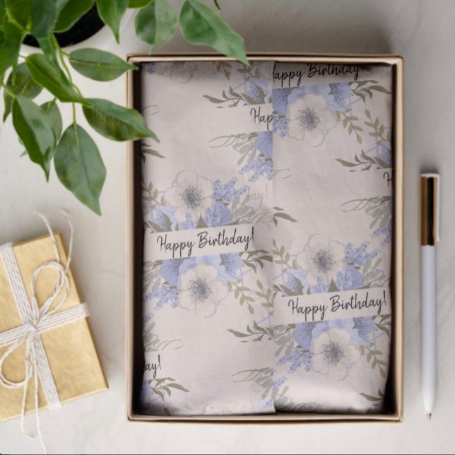 Papier Mousseline Violet & Roses pastel personnalisées  (Pastel lavender and peach color wild rose and template text tissue paper. )