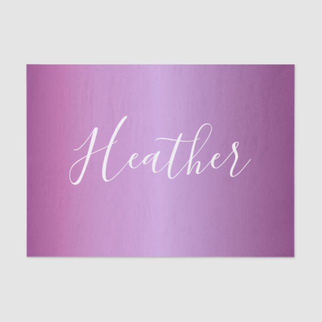 Papier Mousseline Violet violet et script blanc personnalisé (Recto)