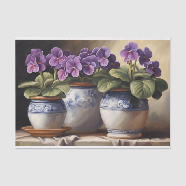 Papier Mousseline Violet violet Plantes africains dans les pots (Recto)
