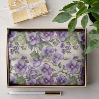 Papier Mousseline Violettes douces Floral