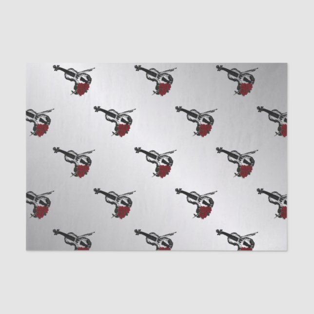 Papier Mousseline Violon et argent Rose (Recto)