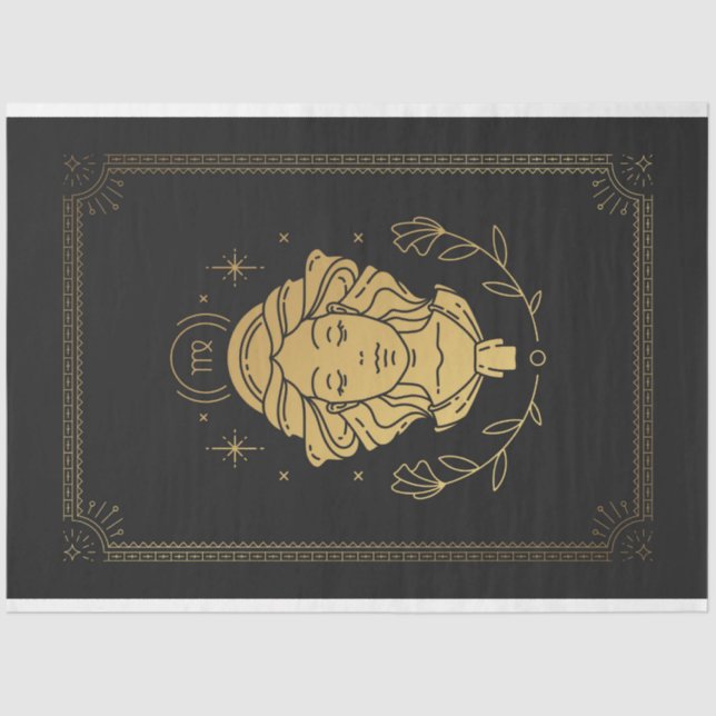 Papier Mousseline Virgo Zodiac Black and Gold Mysical Horoscope (Recto)