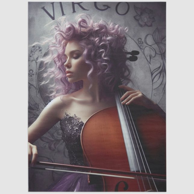 Papier Mousseline Virgo Zodiac Musicien Cello Découpage (Créateur téléchargé)