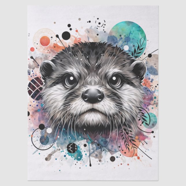 Papier Mousseline Visage de loutre multicolore (Recto)