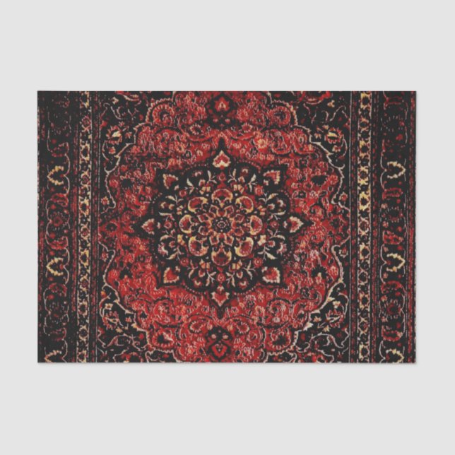 Papier Mousseline Visage de tapis persan en champ teinté rose (Recto)