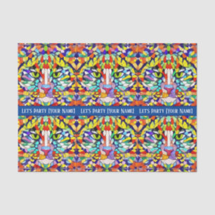 Papier Mousseline Visage multicolore - Yeux verts - Fête T