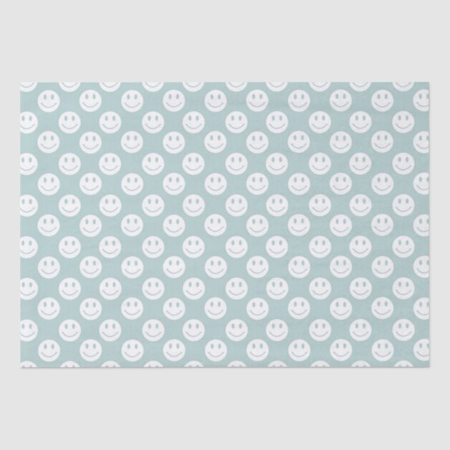 Papier Mousseline Visages heureux en bleu (Recto)