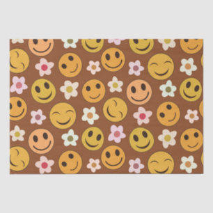 Papier Mousseline Visages heureux souriants avec des fleurs rétro