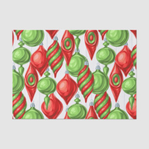 Papier Mousseline Vitage Vibrant Rouge et Vert ornements de Noël