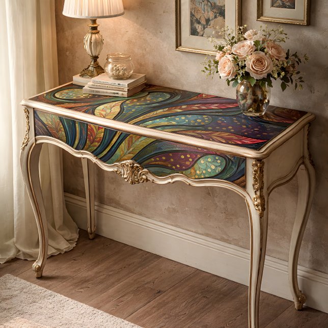 Papier Mousseline Vitrail Abstrait Plumes Découpage (Stained Galss Abstract Feathers Decoupage Tissue Paper)