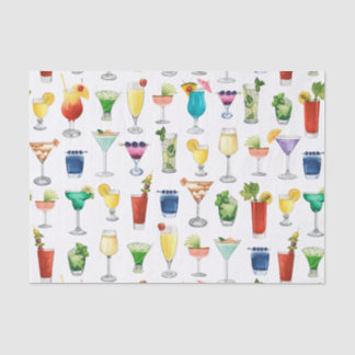 Papier Mousseline Vivid Watercolor Cocktail Motif Sac fourre-tout