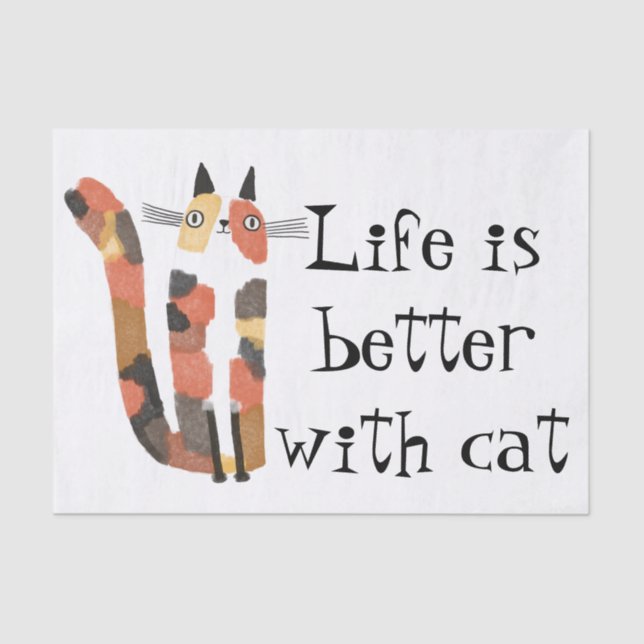 Papier Mousseline Vivre mieux avec le chat (Recto)