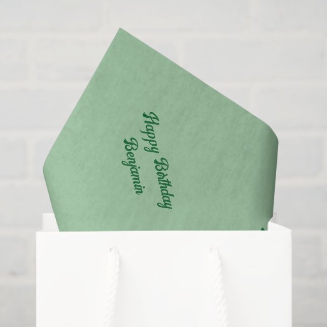 Papier Mousseline Voeux d'anniversaire verts (Sac cadeau)