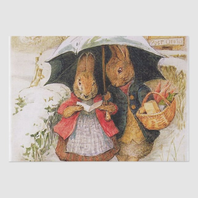 Papier Mousseline "voeux de Noël" par Beatrix Potter (Recto)