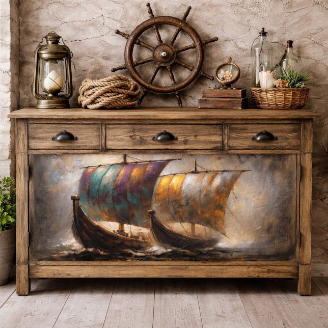 Papier Mousseline Voiles Viking Colorées Decoupage (Colorful Viking Sails Decoupage Tissue Paper)