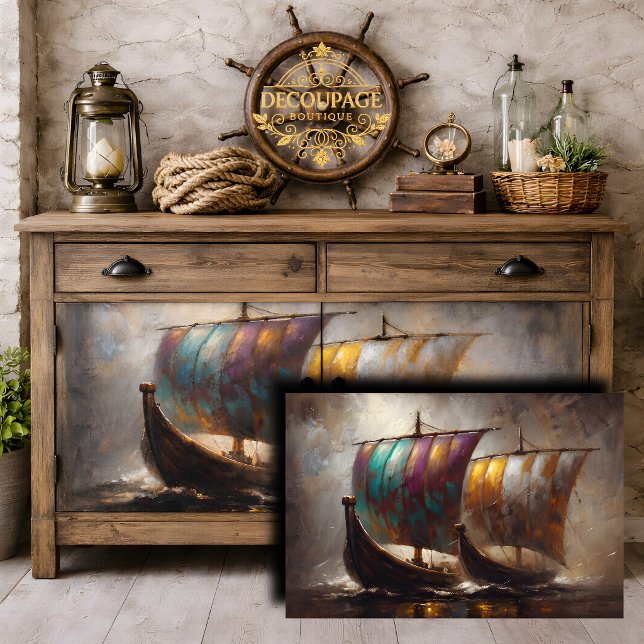 Papier Mousseline Voiles Viking Colorées Decoupage (Colorful Viking Sails Decoupage Tissue Paper)