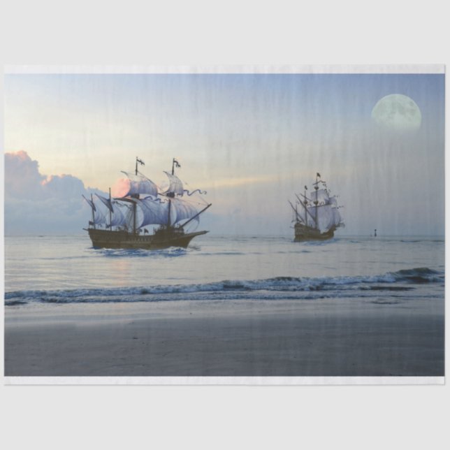 Papier Mousseline Voilier Bateau Pirate Voilier Mer 20x30 Découpage (Recto)