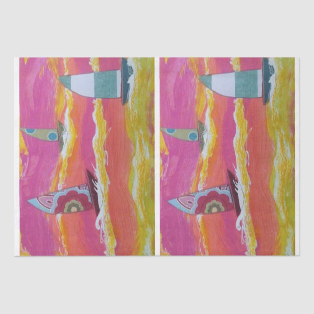 Papier Mousseline Voiliers colorés (Recto)