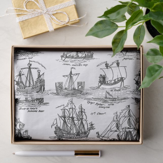 PAPIER MOUSSELINE VOILIERS D'ANTAN (Cadeau)