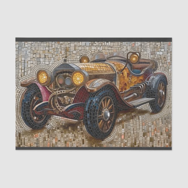 Papier Mousseline Voiture classique Steampunk Mousseline Faux Mosaic (Recto)