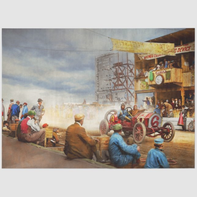 Papier Mousseline Voiture - Course - Mange ma poussière 1910 (Recto)