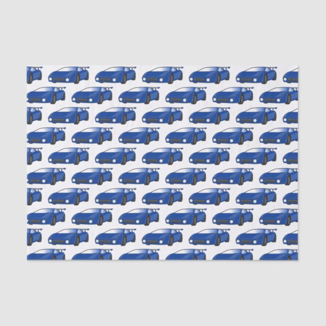 Papier Mousseline Voiture de sport bleue avec illustration airfos (Recto)