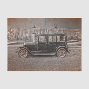 Papier Mousseline Voiture noire sépia vieillie antique vintage
