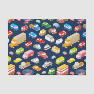 Papier Mousseline Voitures et camions vintage bleu foncé