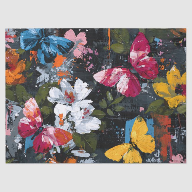 Papier Mousseline Vol de papillon abstrait vibrant (2) (Recto)