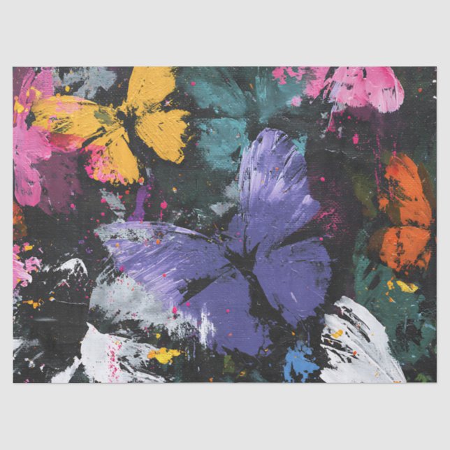 Papier Mousseline Vol de Papillon Abstrait Vibrant (7) (Recto)