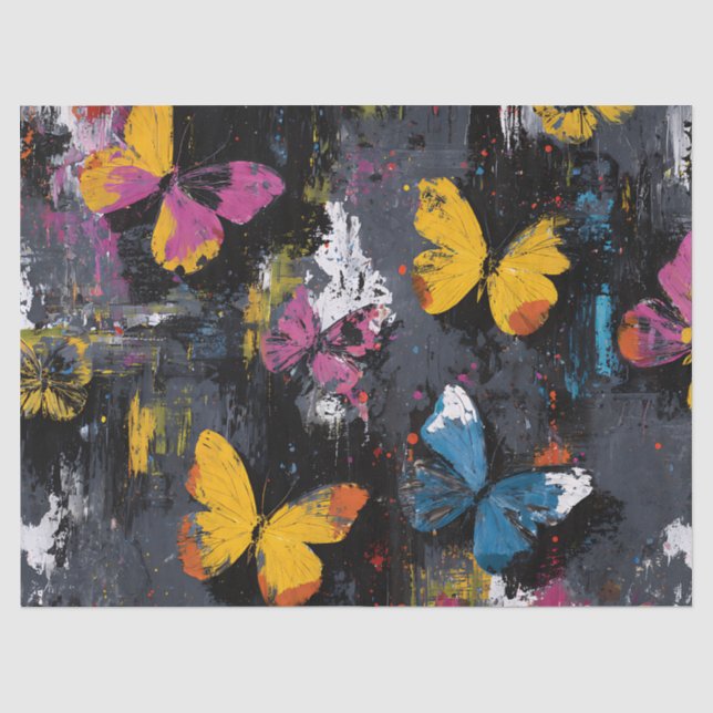 Papier Mousseline Vol de Papillon Abstrait Vibrant (8) (Recto)