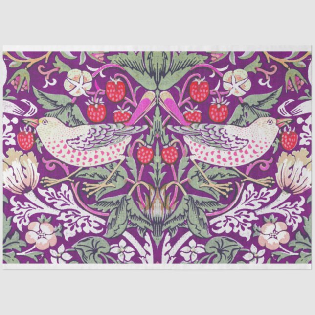 Papier Mousseline Voleur de fraise violet William Morris  (Recto)