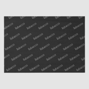 Papier Mousseline Votre nom   Style blanc moderne sur noir