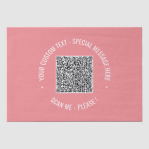 Papier Mousseline Votre QR Code Scan Info Texte personnalisé Tissu p