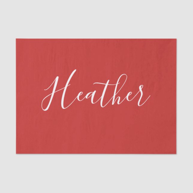 Papier Mousseline Votre script blanc personnalisé en rouge (Recto)