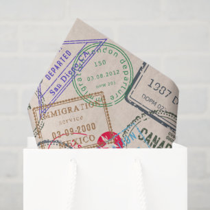 Papier Mousseline Voyage de timbres de passeport