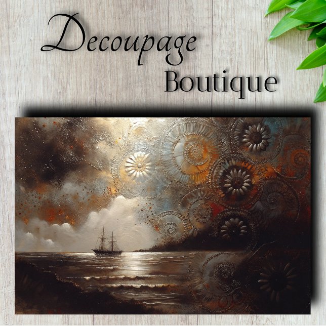 Papier Mousseline Voyage du navire céleste découpage (Celestial Ship Journey Decoupage Tissue Paper)