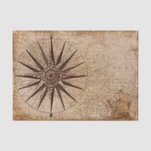 Papier Mousseline Voyage vintage de carte de boussole nautique