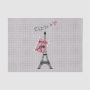 Papier Mousseline Voyageons à Tour Eiffel, au timbre, et au coeur d