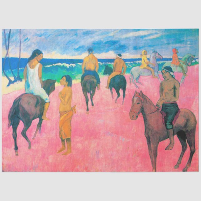 Papier Mousseline Voyageurs sur la plage, Gauguin (Recto)
