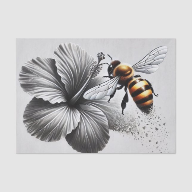 Papier Mousseline Vue macro détaillée d'une abeille (Recto)