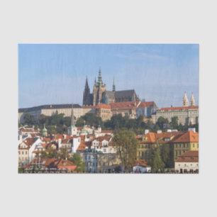 Papier Mousseline Vue sur la vieille ville et le château de Prague,