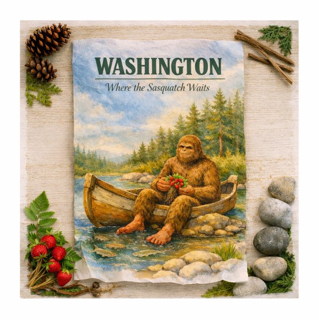 Papier Mousseline Washington Sasquatch Canoë d'été  (Créateur téléchargé)