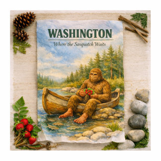 Papier Mousseline Washington Voyage Sasquatch Été Canoë