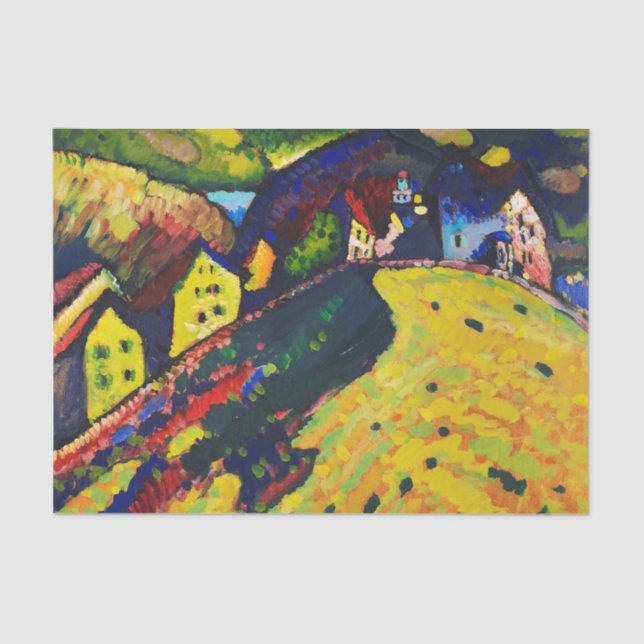 Papier Mousseline Wassily Kandinsky. Maisons à Murnau. Expressionnis (Recto)