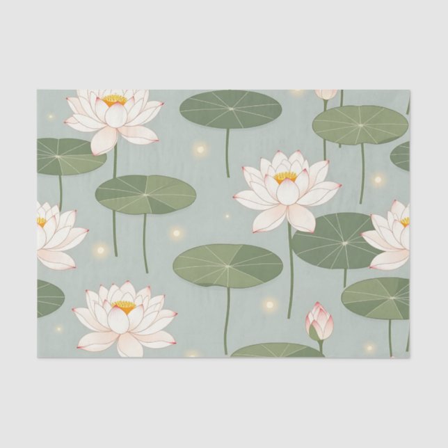 Papier Mousseline Water Lily Lotus Pond Pattern (Recto)