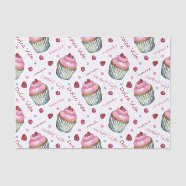 Papier Mousseline Watercolor cupcakes (Recto)