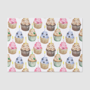 Papier Mousseline Watercolor cupcakes