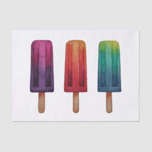 Papier Mousseline Watercolor Cute Popsicle Glaces Creams