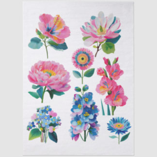 Papier Mousseline watercolor flowers 